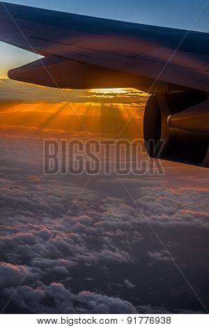 Aerial sunrise as viewed from plane