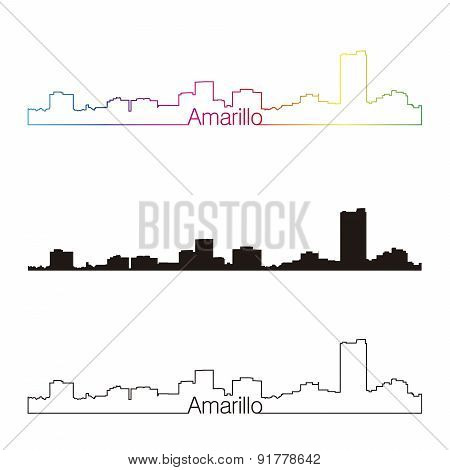 Amarillo Skyline Linear Style With Rainbow