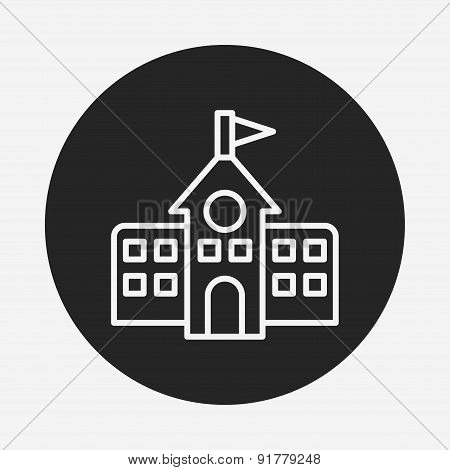 School Building Line Icon