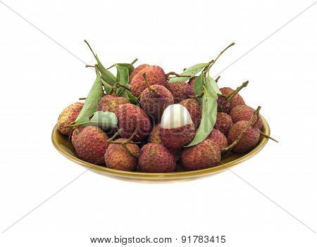 Lychee (litchi Chinensis) Against White Background