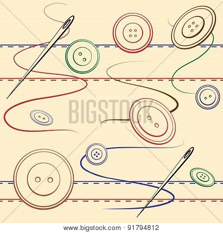 Sewing kit seamless pattern
