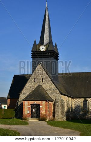 Fleury la Foret France - march 15 2016 : the picturesque Saint Denis church