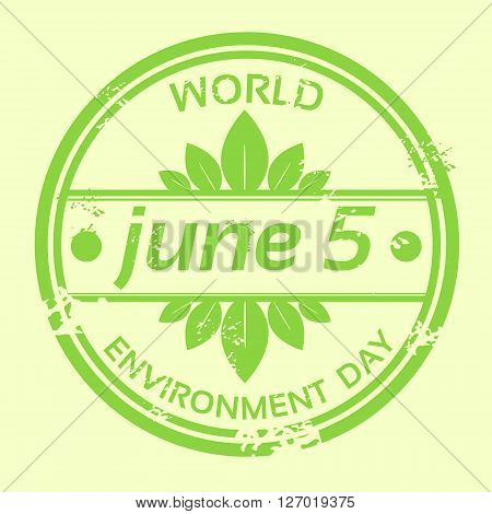 World Environment Day Logo Stamp Icon Flat Vector Illustration