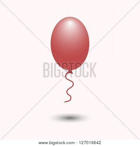 Balloon isolated icon. Colorful balloon. Red balloon. Big round balloon with long ribbon. Balloon icon on white background. Balloon for holidays and birthday party. Flat style vector illustration.