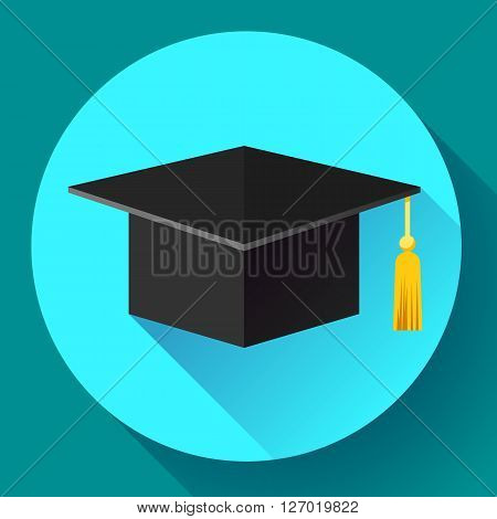 Student graduation cap icon. Flat design style