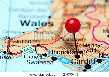 Rhondda pinned on a map of Wales