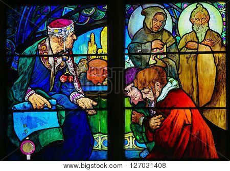 Stained Glass Of Saints Cyril And Methodius By Alphonse Mucha