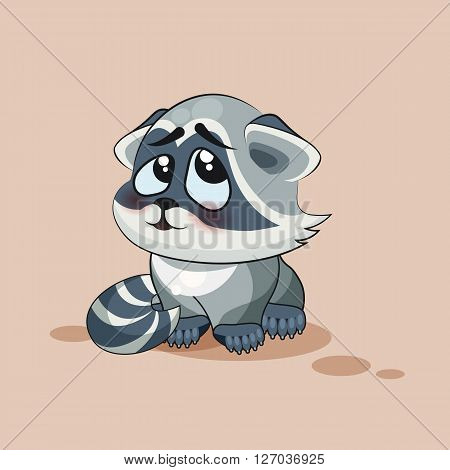 Vector Stock Illustration isolated Emoji character cartoon Raccoon cub embarrassed, shy and blushes sticker emoticon for site, info graphic, video, animation, websites, e-mail, newsletter, report, comic