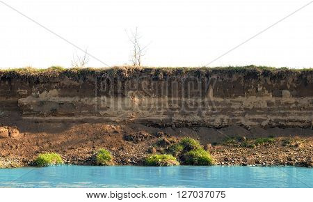 layer of soil beneath section. Close up