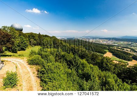 BOPPELSEN, SWITZERLAND - JULY 24, 2015: Views from to Mountain Lagern to Zurich and the villages around Switzerland July 24, 2015.