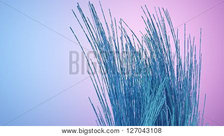 3D illustration of abstract colored stems odject