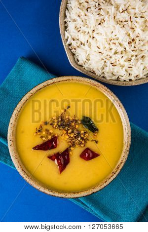Whole Yellow Lentil with Rice, dal tadka and jeera rice, Indian Dish, cooked rice and cooked Arhar or Toor dal (Pigeon Pea)
** Note: Soft Focus at 100%, best at smaller sizes