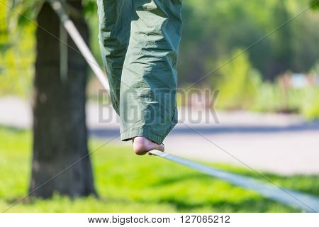 Slacklining is a practice in balance