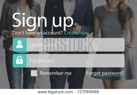 Create Login Connect Signup Technology Concept