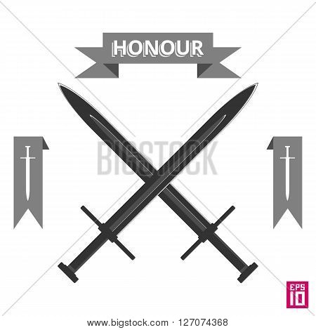 Vector sword cross element for decoration illustration