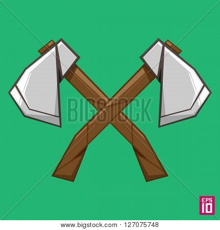 Vector 2 crossed axes label illustration on green background