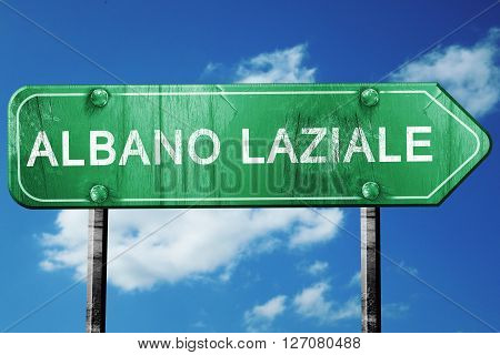 Albano laziale road sign, on a blue sky background
