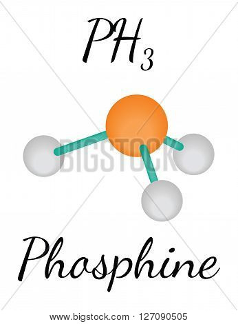 PH3 phosphine 3d molecule isolated on white