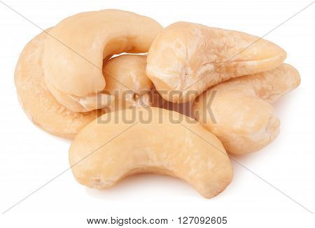 heap of cashew nuts isolated on a white background.