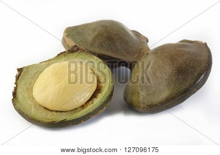 Djenkol bean seed vegetable on white background