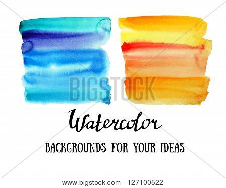 Abstract watercolor art hand paint isolated on white background. Watercolor stains. Square color watercolour banners