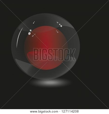 Illustration two spheres
Illustration of two small red sphere inside a large transparent on a black background for decoration and design