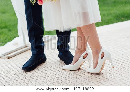 Lovers Hold Hands And Walk In The Park