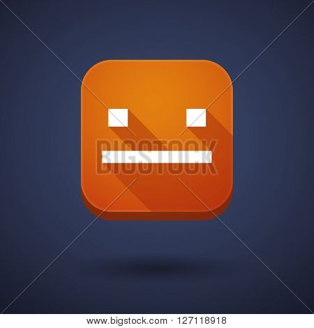 Square Long Shadow App Button With A Emotionless Text Face