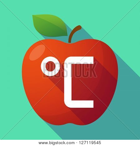 Long Shadow Red Apple With  A Celsius Degree Sign