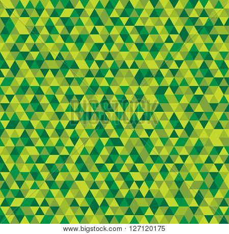 Abstract seamless background of green triangles. Vector illustration