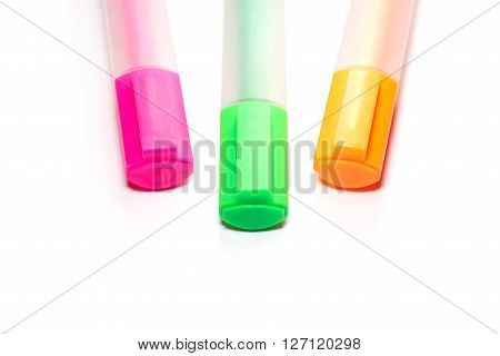 Closed up Multicolored Highlighter marker or highligh pen
