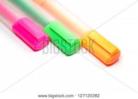 Closed up Multicolored Highlighter marker or highligh pen