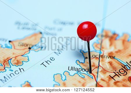 Ullapool pinned on a map of Scotland