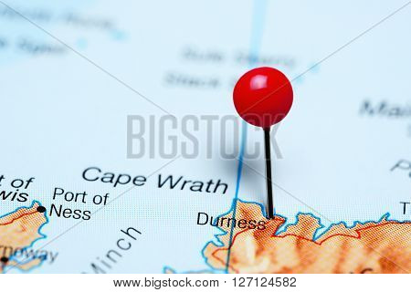 Durness pinned on a map of Scotland