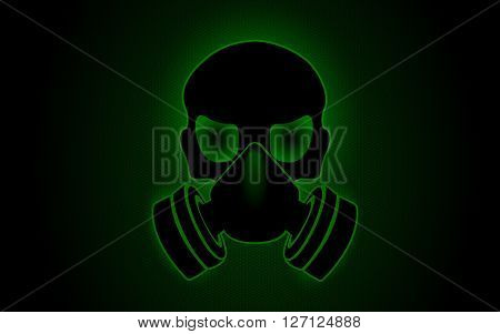 Vector illustration Gas mask in green shadow