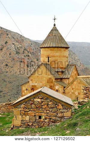 Ancient monastery Noravank in the mountains in Amaghu valley, Armenia. Was founded in 1205. 