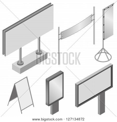 Isometric Billboards. Flat 3d isometric vector illustration billboards and advertise billboards.