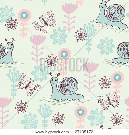 Sweet babies doodle hand draw seamless pattern.