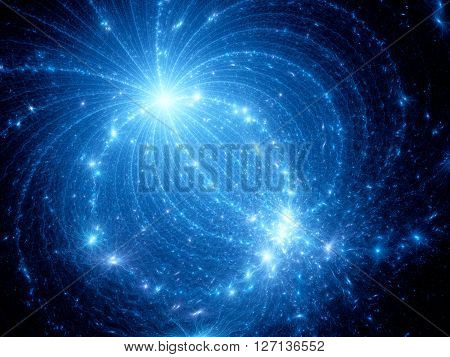 Blue glowing electromagnetic plasma field in space computer generated abstract background