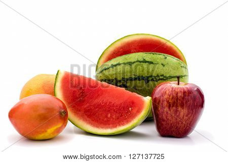 Mix fruits isolated on white background, vitamine and raw food.