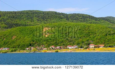Picture of a  vilage of Konsjko .lake Prespa in Macedonia in april