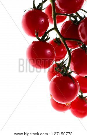 red cherry tomatoes isolated on white background