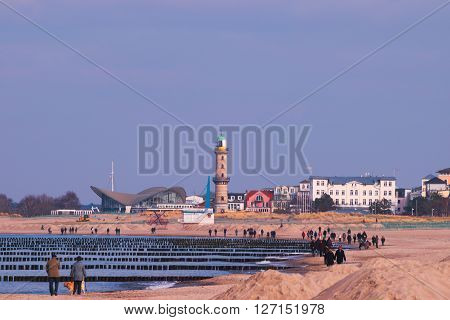ROSTOCK, GERMANY - MAY 12, 2016: Beach of baltic sea