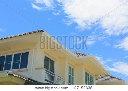 new modern house with clear blue sky background