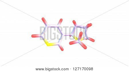 Nicotine is a potent parasympathomimetic alkaloid found in the nightshade family of plants and is a stimulant drug. 3d illustration.