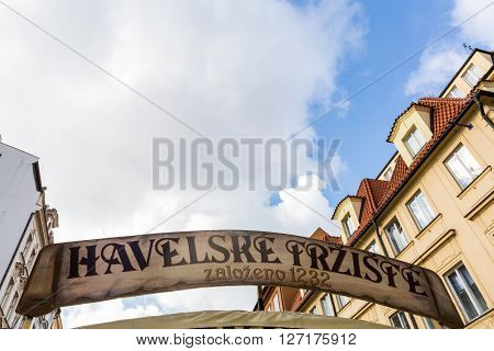 Havels Market street sign in Prague Czech Republic