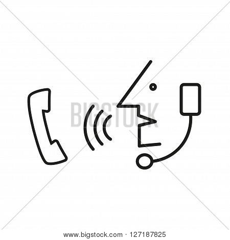 Operator in headset speak to handset phone. Simple icon. eps10