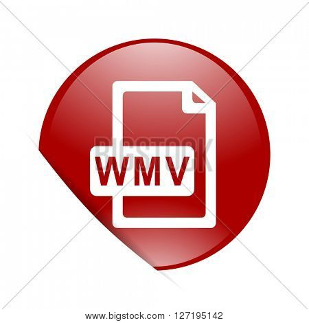 wmv file red circle glossy web icon 