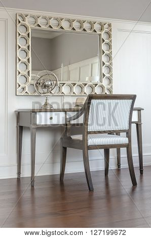 Dressing Table In Luxury Bedroom Interior With Wooden Chair
