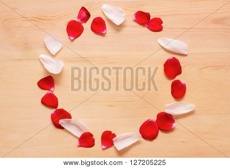 Frame On A Wooden Background Of Flowers And Leaves